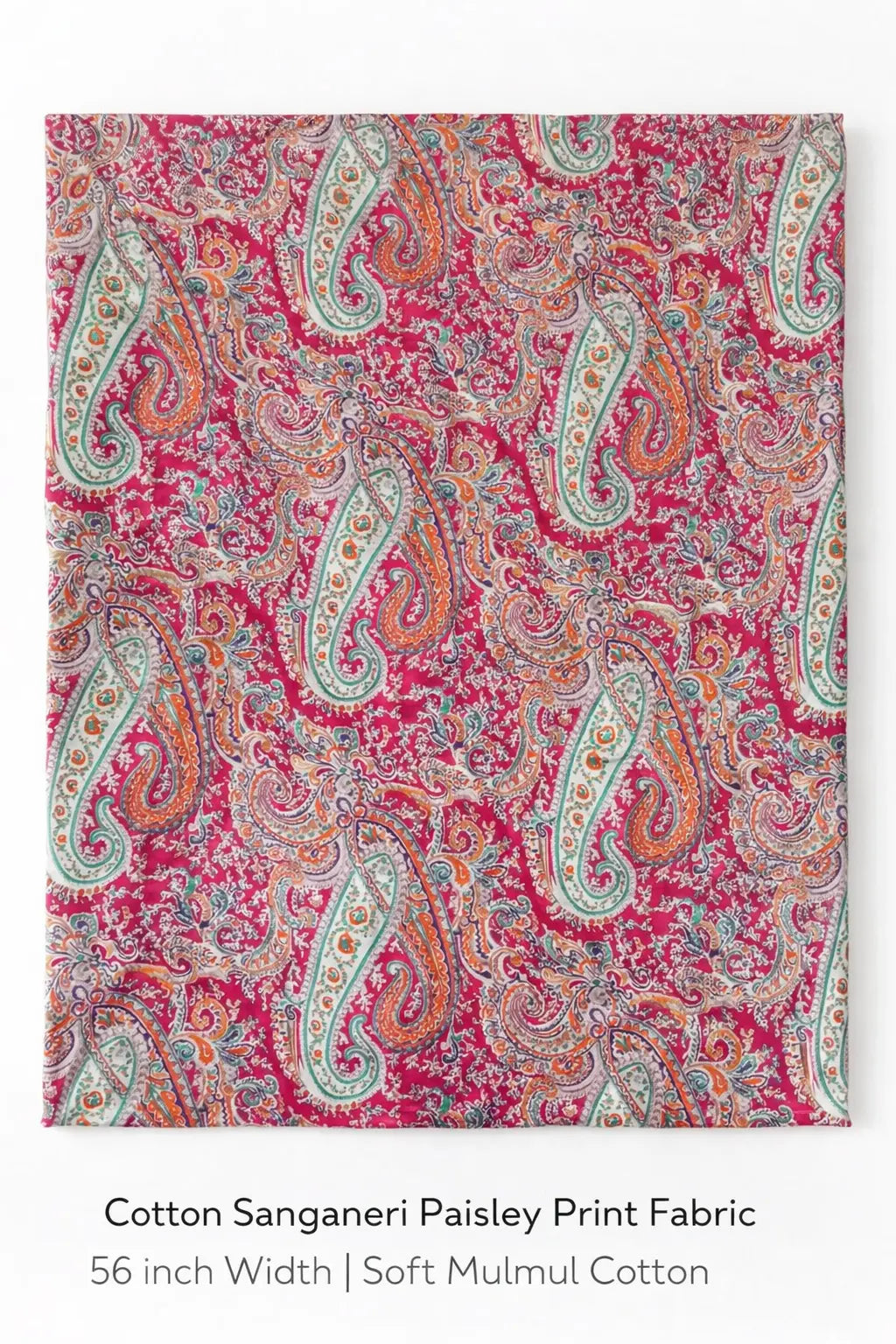 Premium Cotton Printed Fabric – Paisley Design Soft Cotton Cloth for Dresses, Kurti, Craft & DIY (Multi Color) ST STYLE TRY®