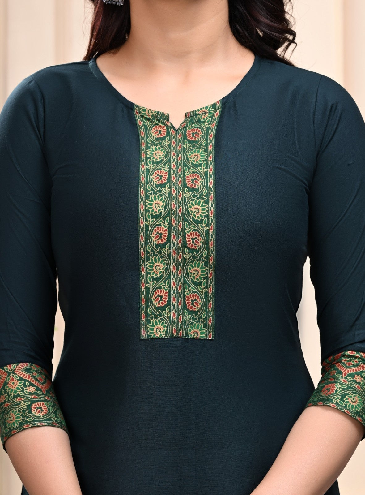 Rayon Printed Straight Kurti for Women | Stylish 3/4 Sleeve Daily Wear Kurta