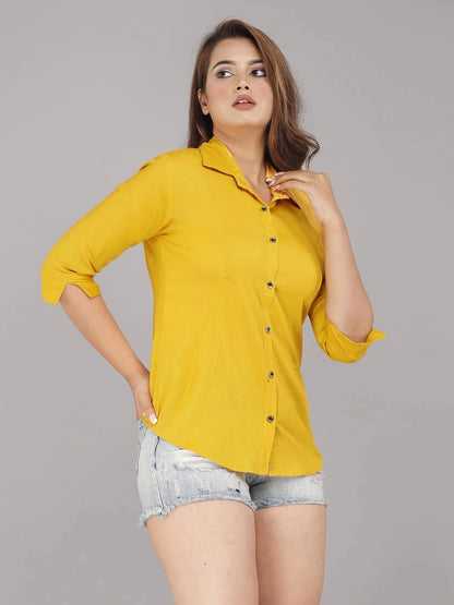 Bright Yellow Women's Shirt for Women - model wearing