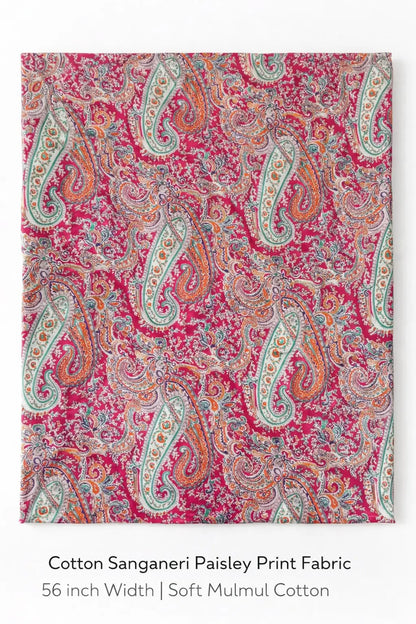 Floral print cotton fabric for kurti stitching — vibrant ethnic cloth India