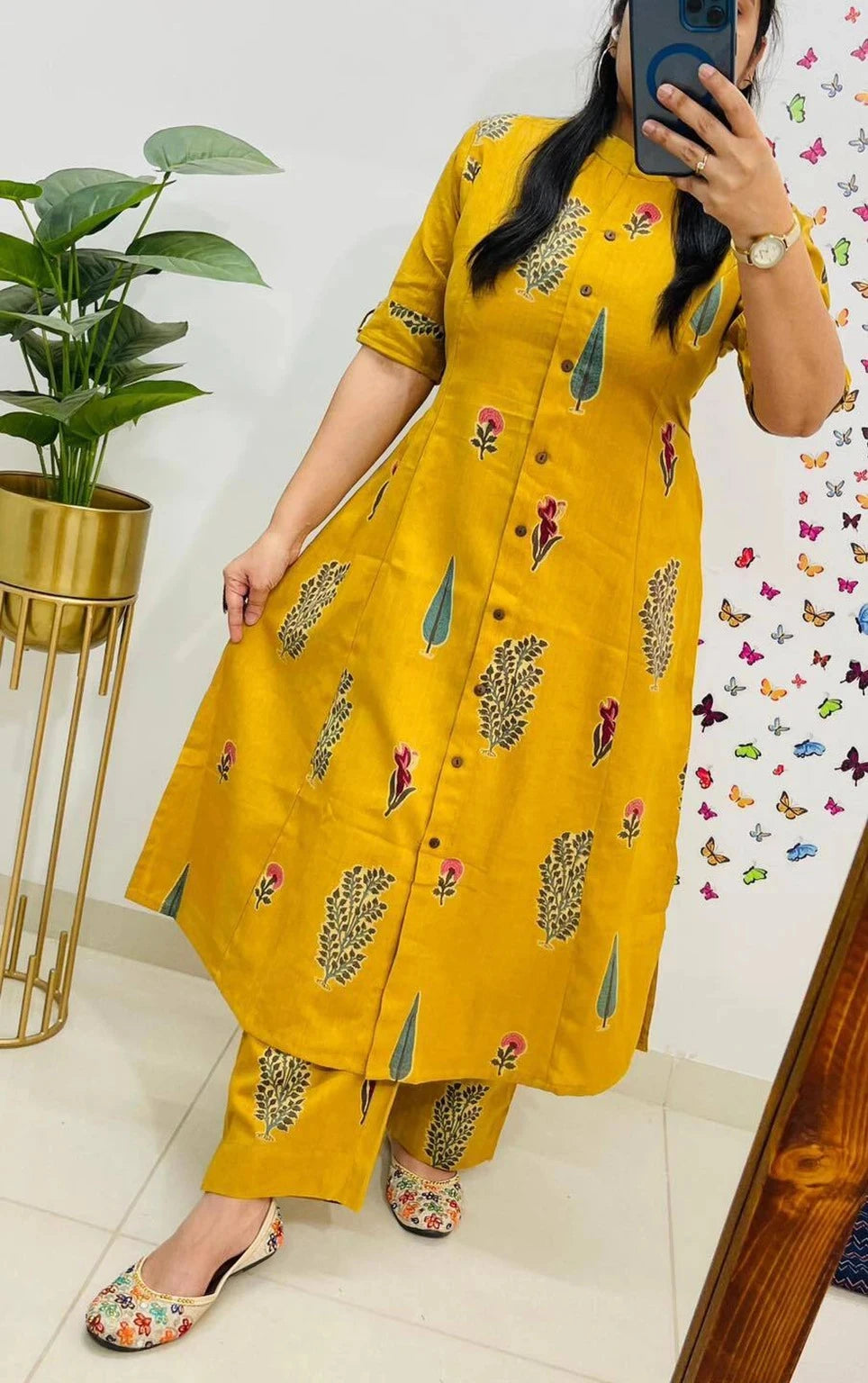 Mustard Yellow Rayon Co-ord Set for Women