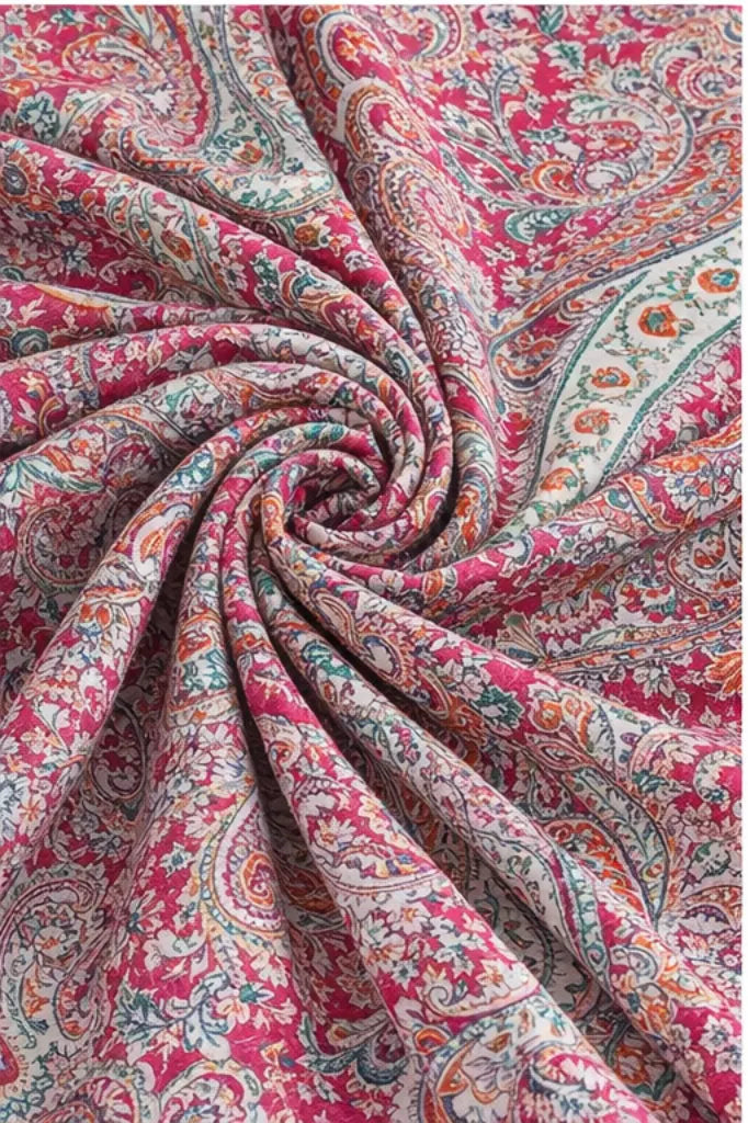 Printed cotton fabric 56 inch width — multicolour floral ethnic design 2 metre India