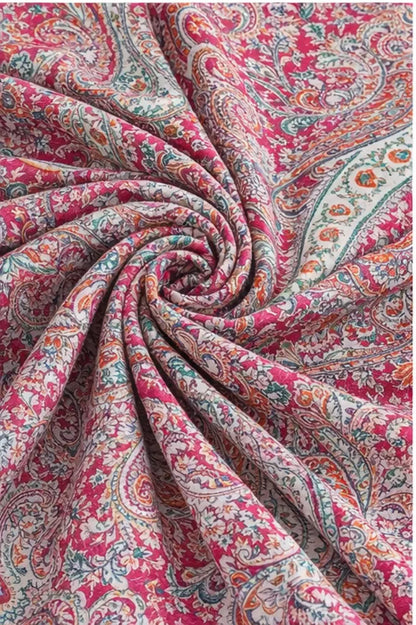 Printed cotton fabric 56 inch width — multicolour floral ethnic design 2 metre India