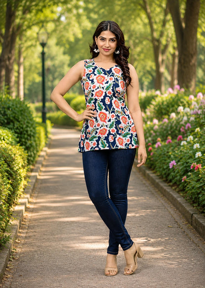 Multicolor Sleeveless Top for Women - back
