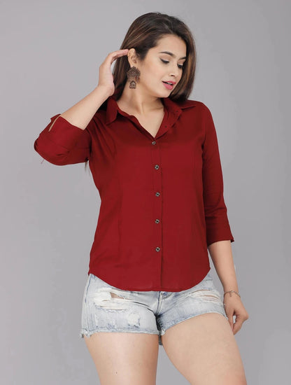 Mustard Yellow Women's Shirt for Women - model wearing