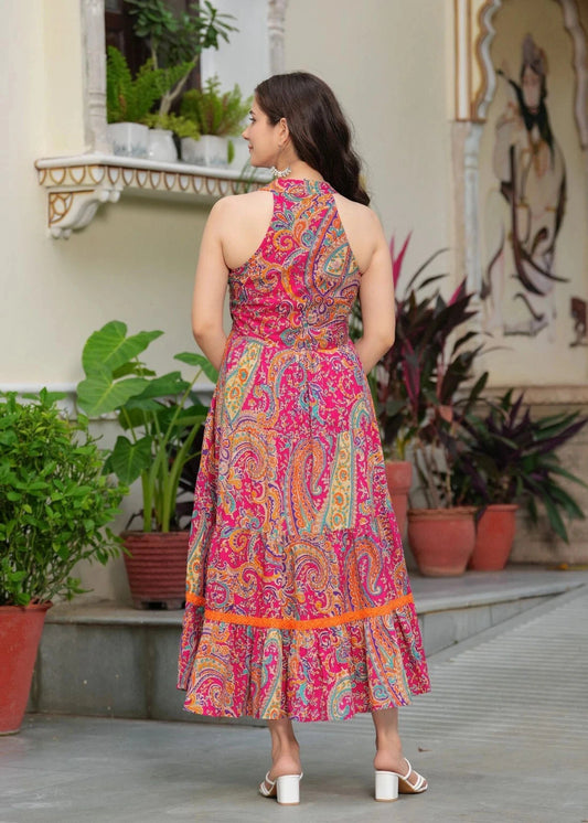 Pink Rayon Dress for Women - side