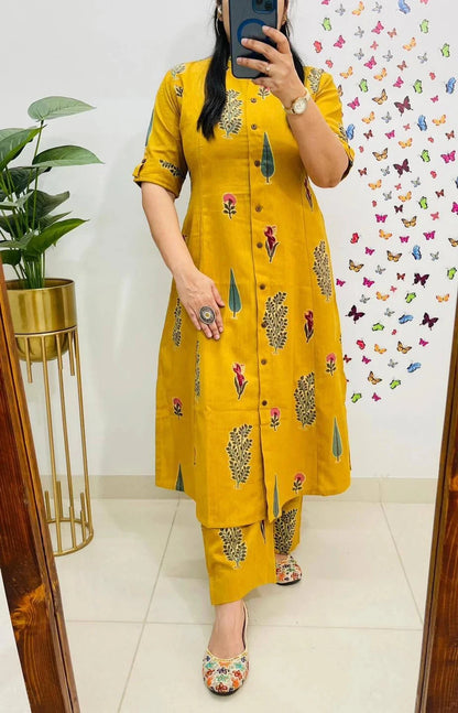 Mustard Yellow Rayon Co-ord Set for Women