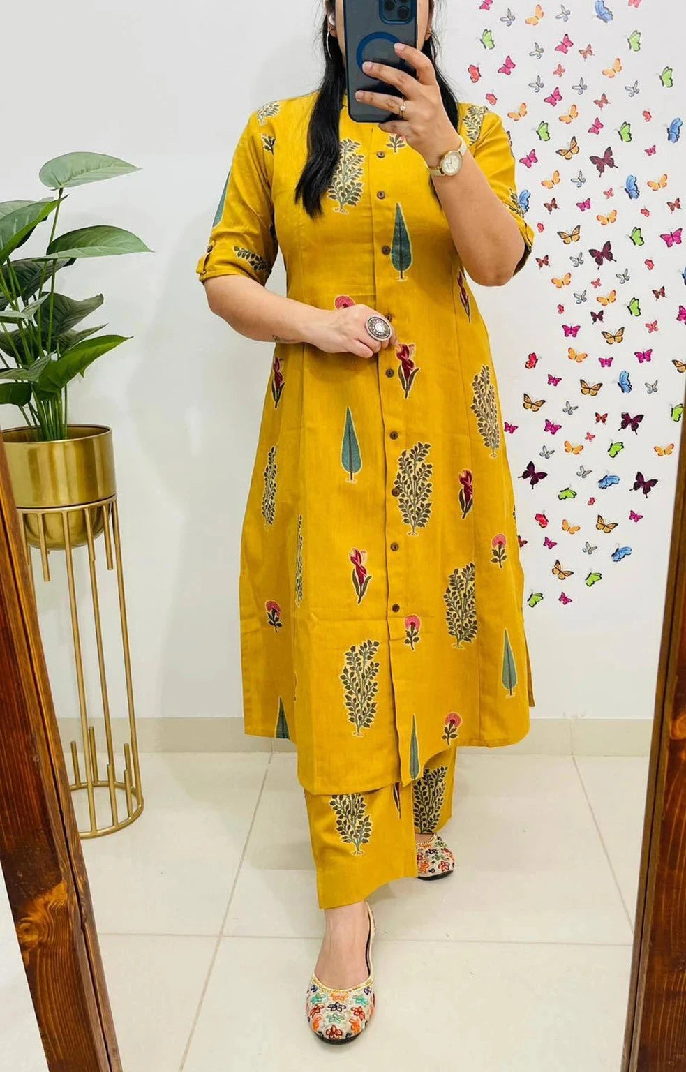 Mustard Yellow Rayon Co-ord Set for Women