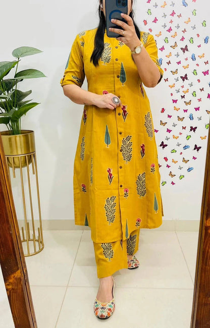 Mustard Yellow Rayon Co-ord Set for Women